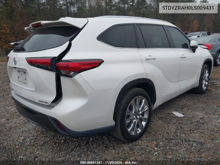 2020 Toyota Highlander Limited VIN: 5TDYZRAH0LS009431 Lot: 40881341