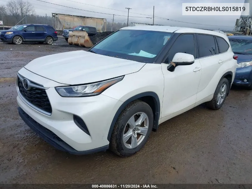 2020 Toyota Highlander L VIN: 5TDCZRBH0LS015819 Lot: 40886631