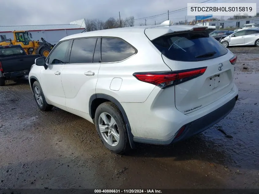 2020 Toyota Highlander L VIN: 5TDCZRBH0LS015819 Lot: 40886631