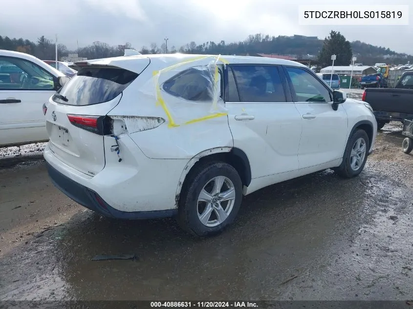 2020 Toyota Highlander L VIN: 5TDCZRBH0LS015819 Lot: 40886631