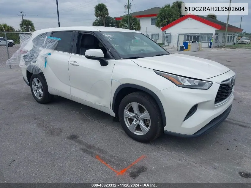 2020 Toyota Highlander L VIN: 5TDCZRAH2LS502604 Lot: 40923332