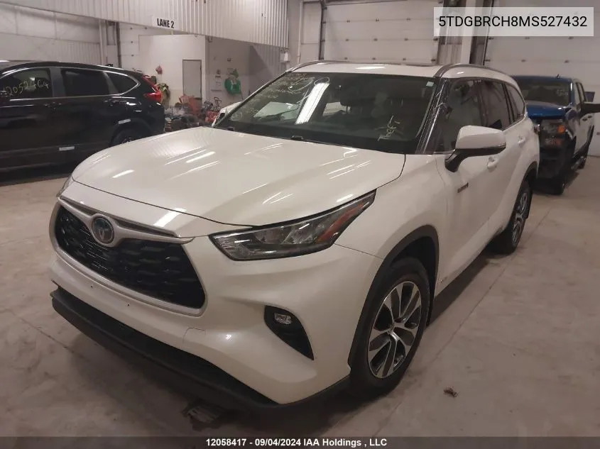 2021 Toyota Highlander Hybrid Xle VIN: 5TDGBRCH8MS527432 Lot: 12058417