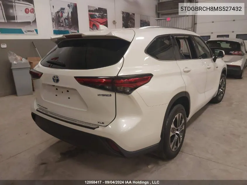 2021 Toyota Highlander Hybrid Xle VIN: 5TDGBRCH8MS527432 Lot: 12058417