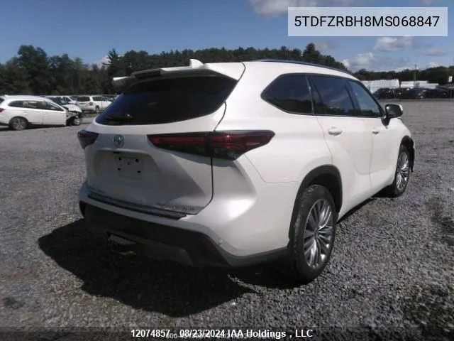 2021 Toyota Highlander Platinum VIN: 5TDFZRBH8MS068847 Lot: 12074857