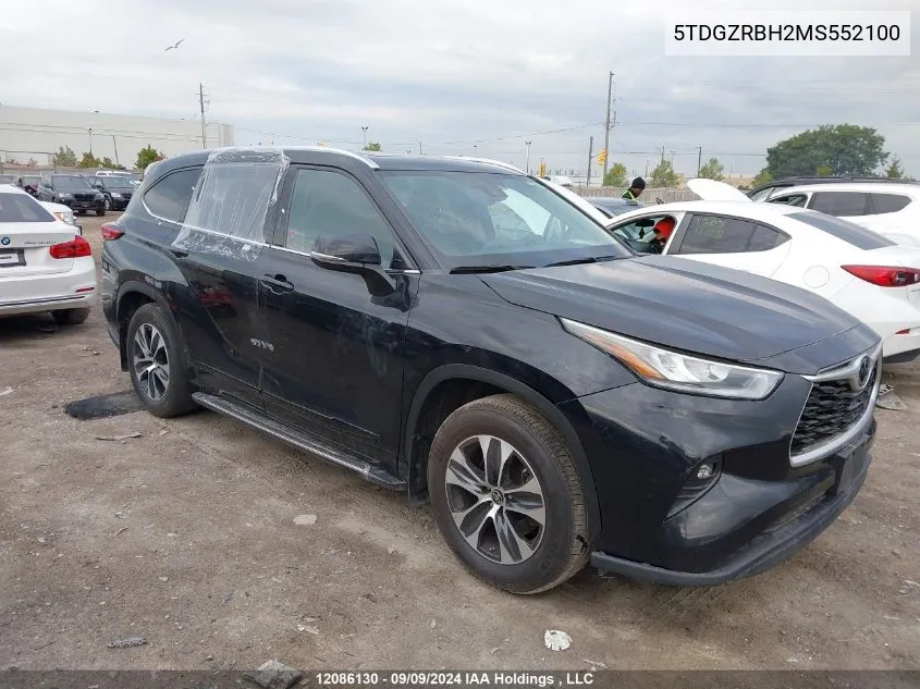 2021 Toyota Highlander Xle VIN: 5TDGZRBH2MS552100 Lot: 12086130