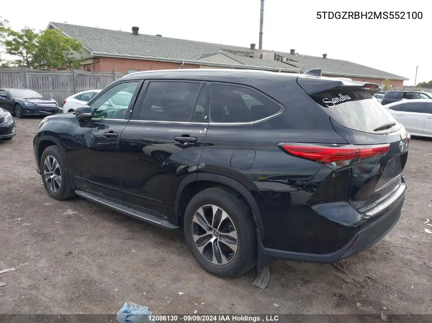 2021 Toyota Highlander Xle VIN: 5TDGZRBH2MS552100 Lot: 12086130