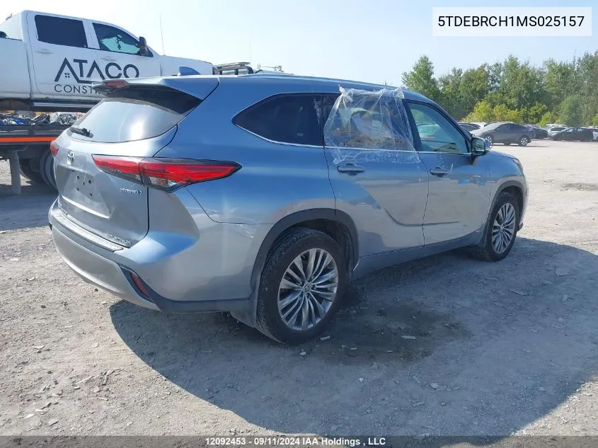 2021 Toyota Highlander VIN: 5TDEBRCH1MS025157 Lot: 12092453