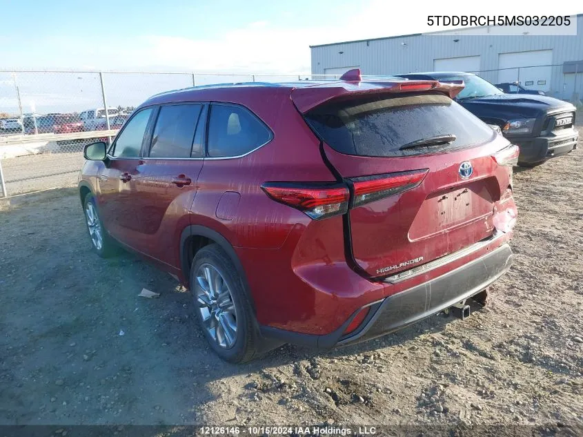 2021 Toyota Highlander Hybrid Limited VIN: 5TDDBRCH5MS032205 Lot: 12126146