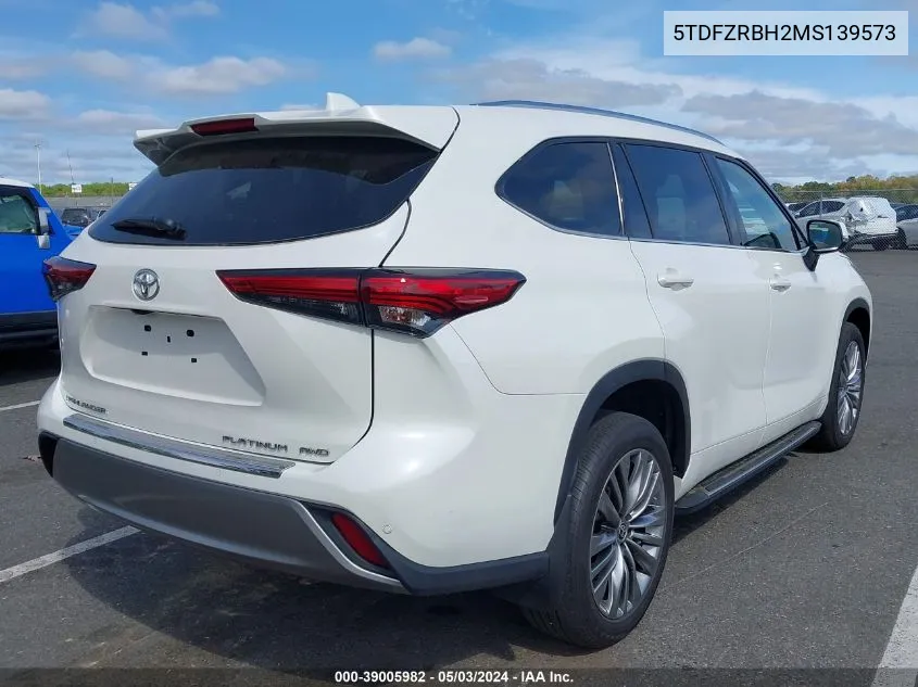 2021 Toyota Highlander Platinum VIN: 5TDFZRBH2MS139573 Lot: 39005982