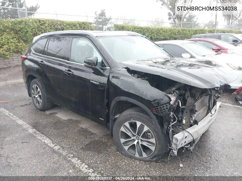 5TDHBRCH0MS534038 2021 Toyota Highlander Hybrid Xle