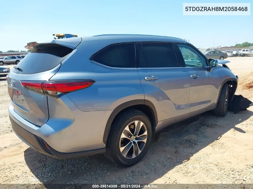 2021 Toyota Highlander Xle VIN: 5TDGZRAH8M2058468 Lot: 39514308