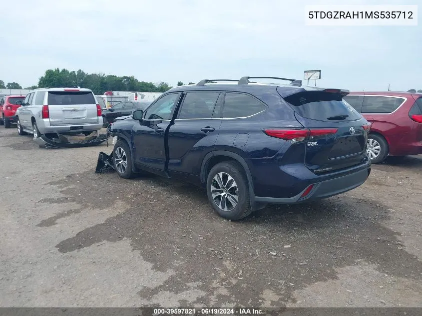 5TDGZRAH1MS535712 2021 Toyota Highlander Xle