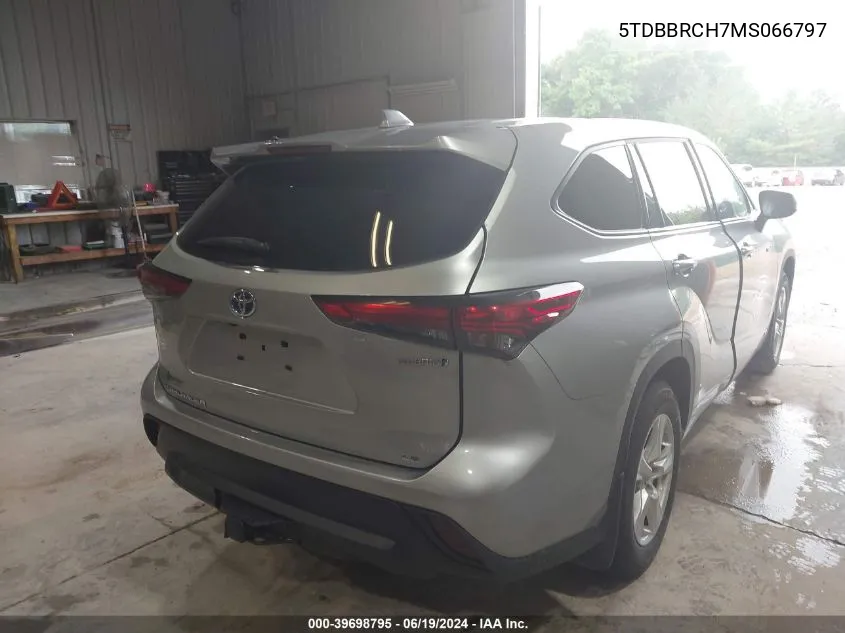 2021 Toyota Highlander Hybrid Le VIN: 5TDBBRCH7MS066797 Lot: 39698795