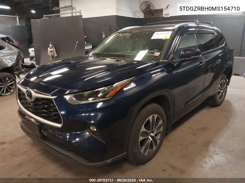 2021 Toyota Highlander Xle VIN: 5TDGZRBH0MS154710 Lot: 39702731