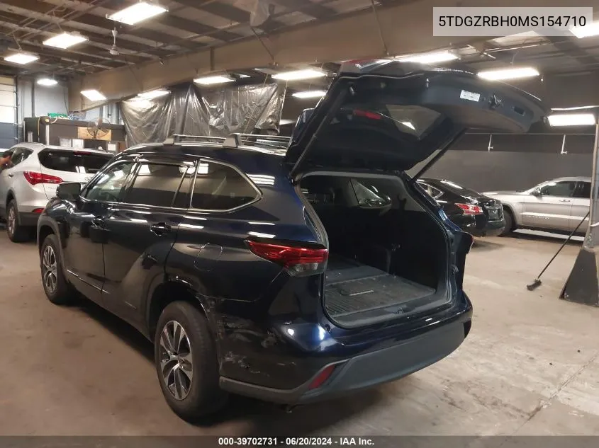 2021 Toyota Highlander Xle VIN: 5TDGZRBH0MS154710 Lot: 39702731