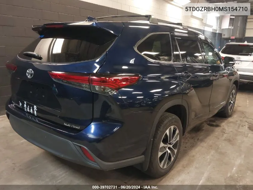 2021 Toyota Highlander Xle VIN: 5TDGZRBH0MS154710 Lot: 39702731