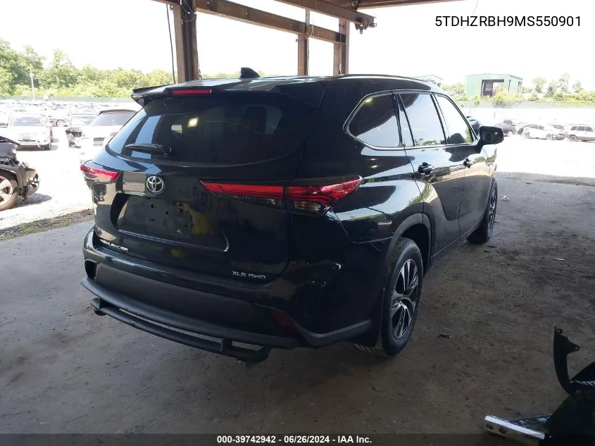 2021 Toyota Highlander Xle VIN: 5TDHZRBH9MS550901 Lot: 39742942