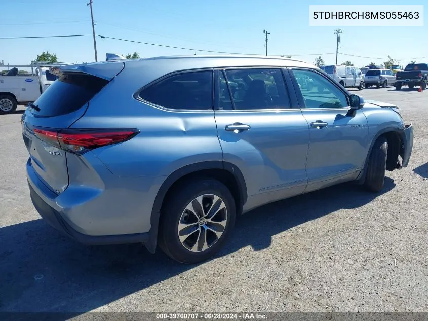 2021 Toyota Highlander Hybrid Xle VIN: 5TDHBRCH8MS055463 Lot: 39760707