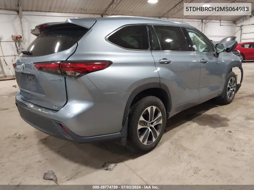 2021 Toyota Highlander Hybrid Xle VIN: 5TDHBRCH2MS064983 Lot: 39774789