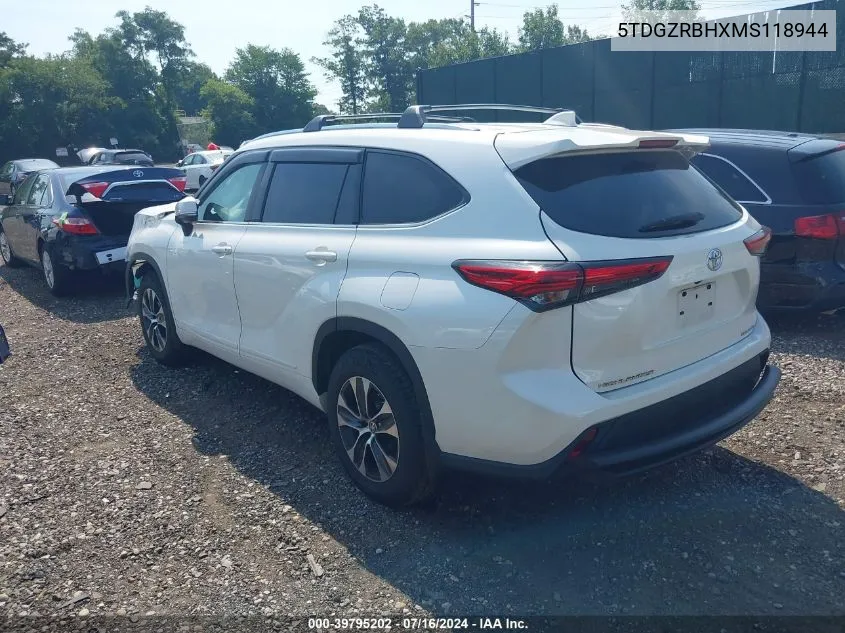 2021 Toyota Highlander Xle VIN: 5TDGZRBHXMS118944 Lot: 39795202