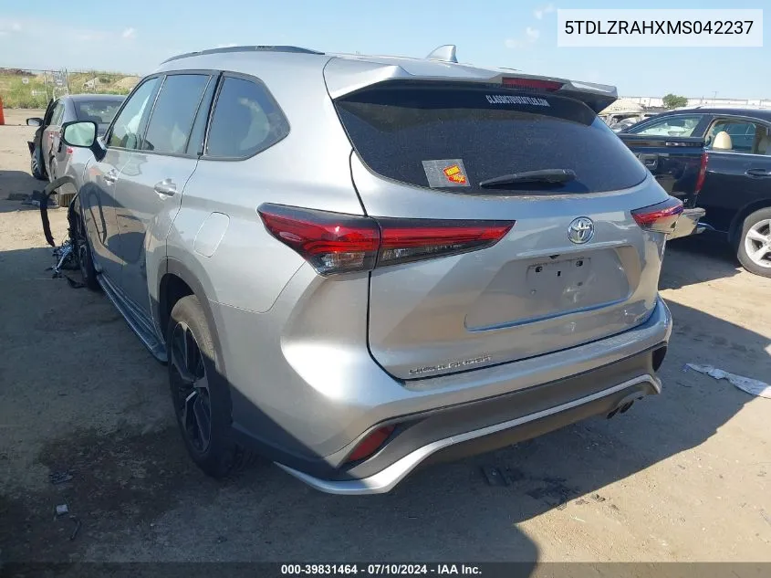 2021 Toyota Highlander Xse VIN: 5TDLZRAHXMS042237 Lot: 39831464