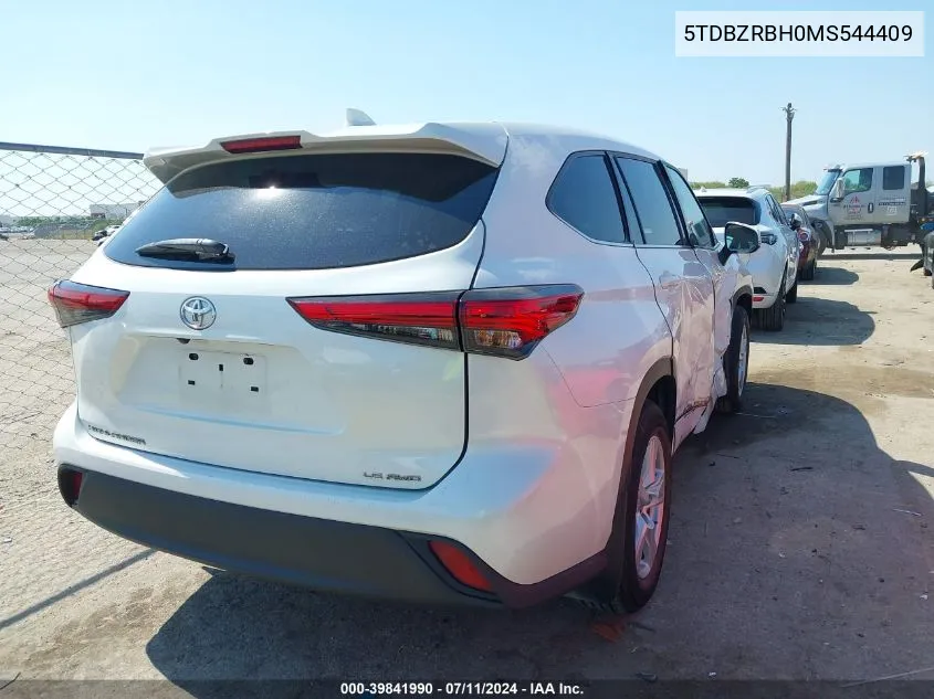 2021 Toyota Highlander Le VIN: 5TDBZRBH0MS544409 Lot: 39841990