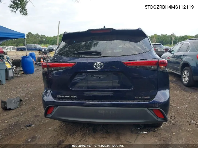 2021 Toyota Highlander Xle VIN: 5TDGZRBH4MS112119 Lot: 39867407