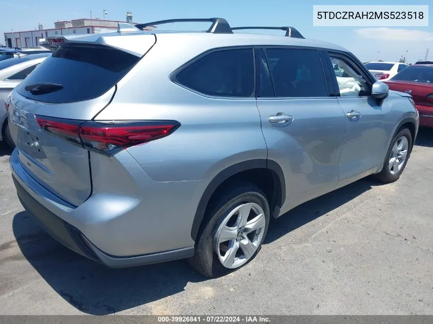 2021 Toyota Highlander L VIN: 5TDCZRAH2MS523518 Lot: 39926841