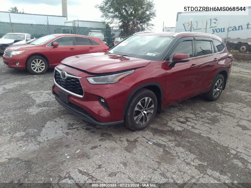 2021 Toyota Highlander Xle VIN: 5TDGZRBH6MS068544 Lot: 39935983