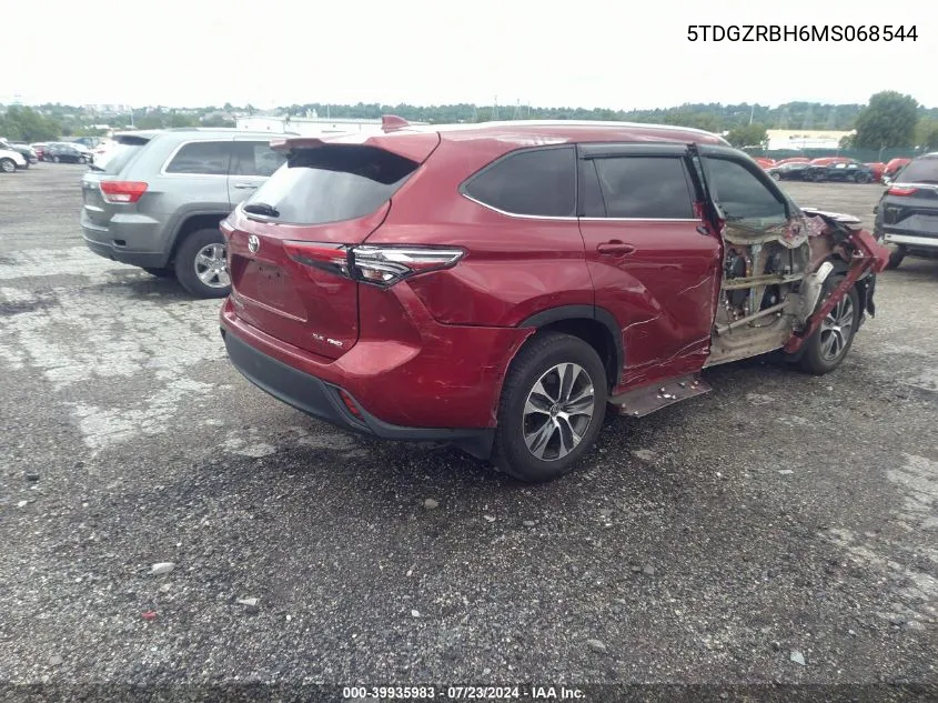 2021 Toyota Highlander Xle VIN: 5TDGZRBH6MS068544 Lot: 39935983