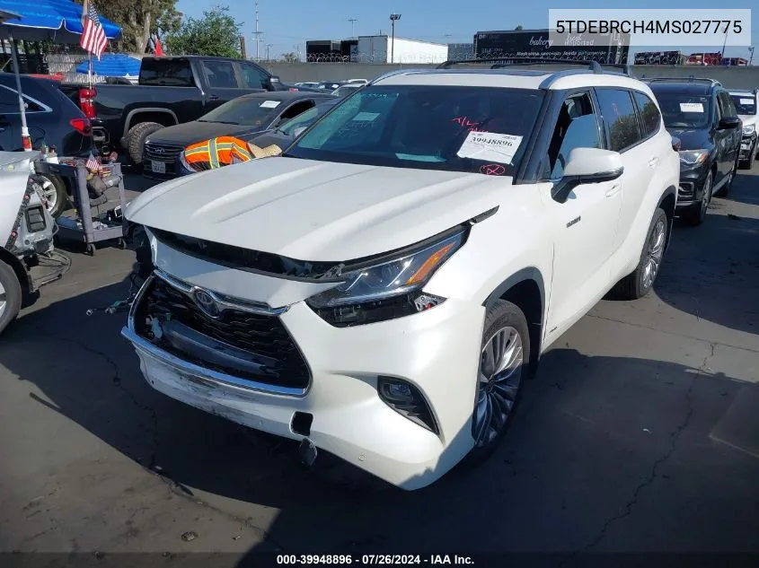 2021 Toyota Highlander Hybrid Platinum VIN: 5TDEBRCH4MS027775 Lot: 39948896