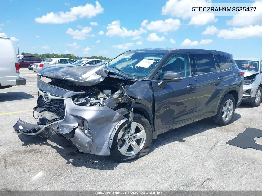 2021 Toyota Highlander L VIN: 5TDCZRAH9MS535472 Lot: 39951405