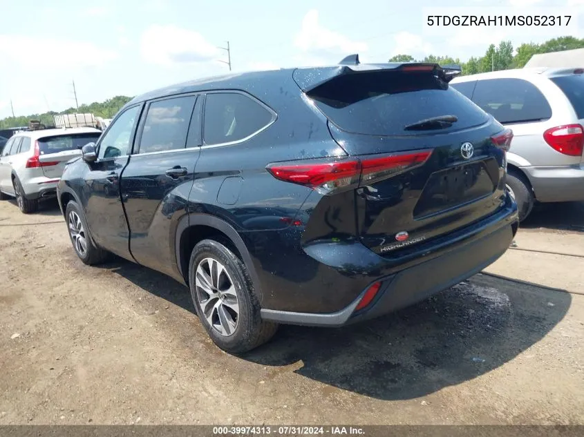 2021 Toyota Highlander Xle VIN: 5TDGZRAH1MS052317 Lot: 39974313