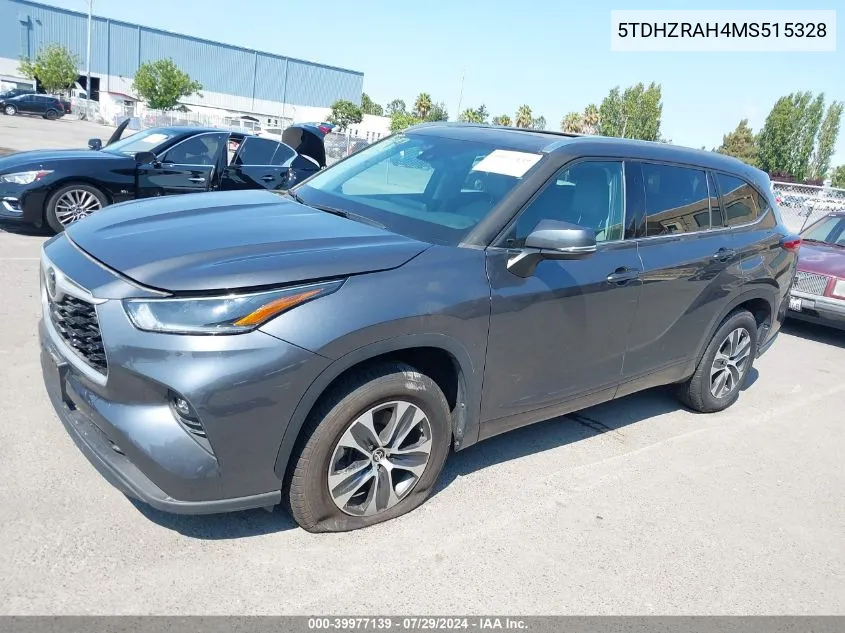 2021 Toyota Highlander Xle VIN: 5TDHZRAH4MS515328 Lot: 39977139