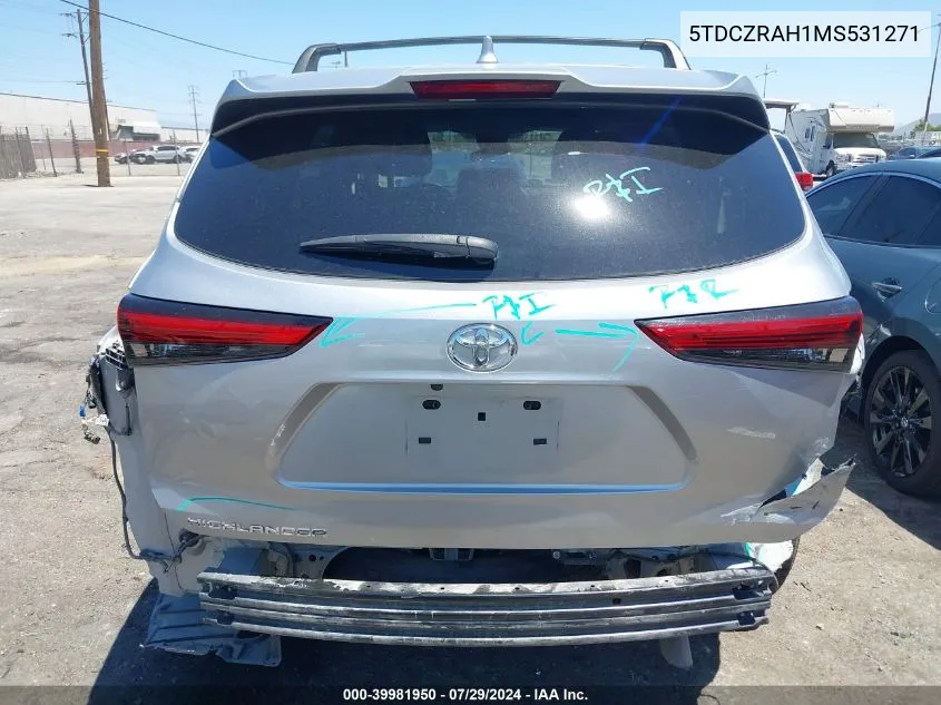 5TDCZRAH1MS531271 2021 Toyota Highlander L