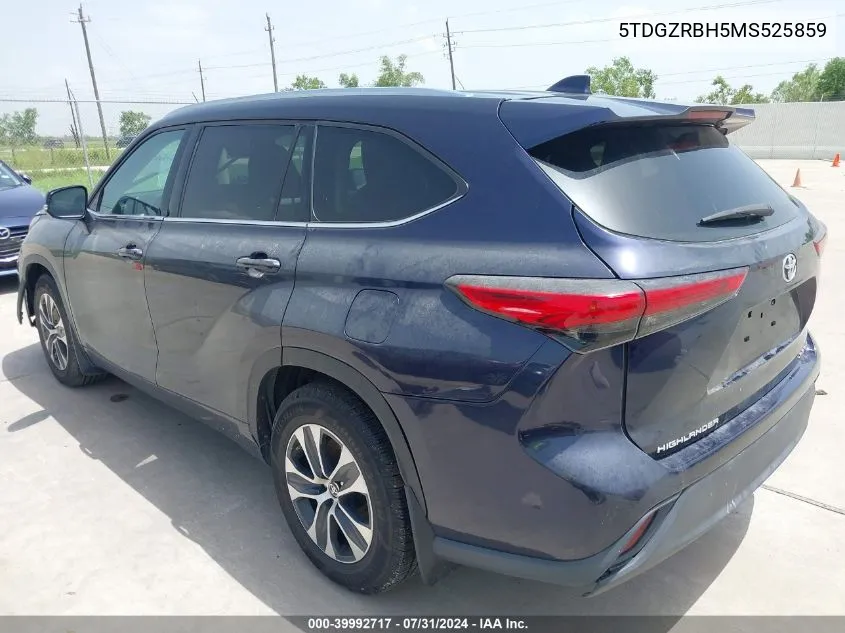 2021 Toyota Highlander Xle VIN: 5TDGZRBH5MS525859 Lot: 39992717