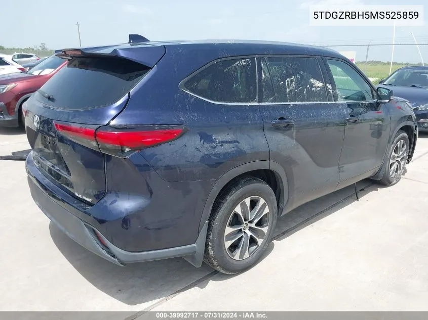 2021 Toyota Highlander Xle VIN: 5TDGZRBH5MS525859 Lot: 39992717