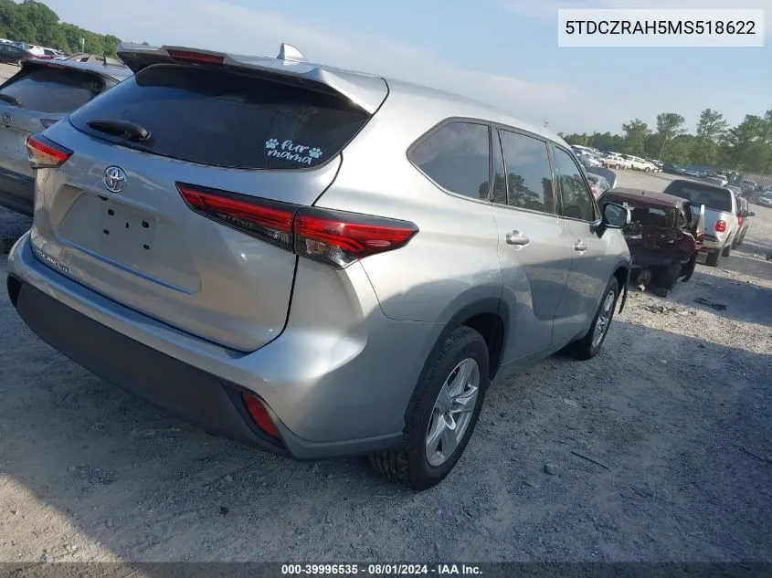 2021 Toyota Highlander L VIN: 5TDCZRAH5MS518622 Lot: 39996535