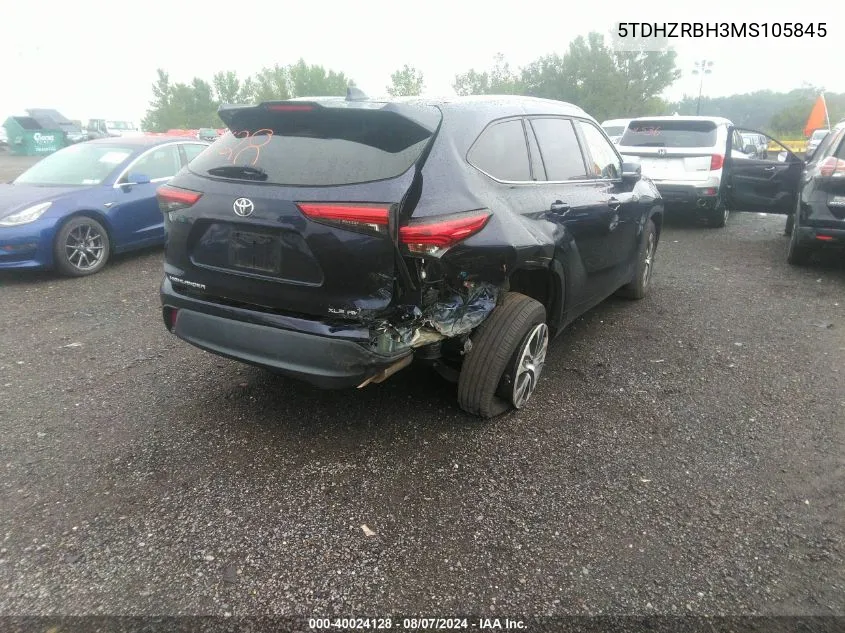 5TDHZRBH3MS105845 2021 Toyota Highlander Xle