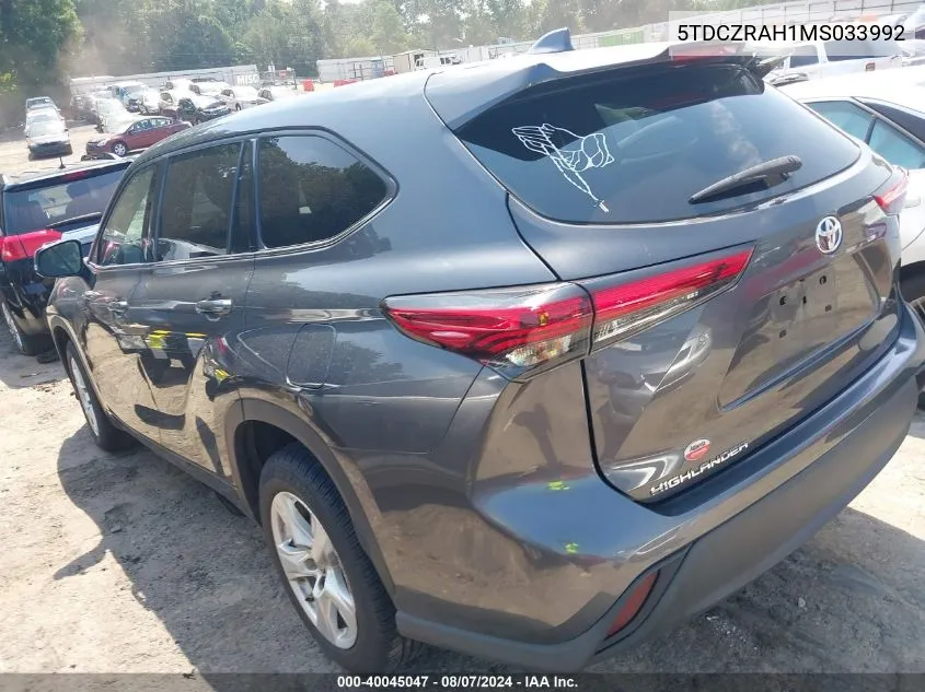 2021 Toyota Highlander L VIN: 5TDCZRAH1MS033992 Lot: 40045047