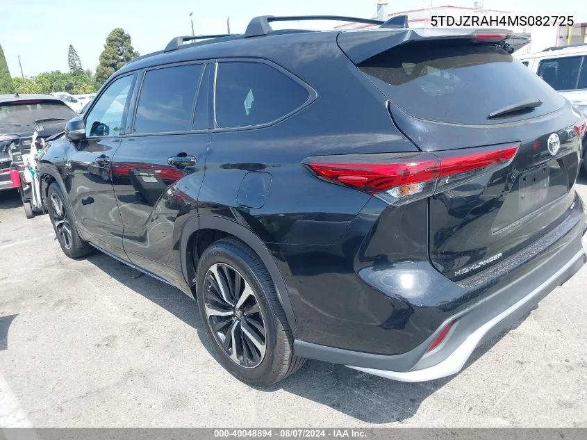 2021 Toyota Highlander Xse VIN: 5TDJZRAH4MS082725 Lot: 40048894