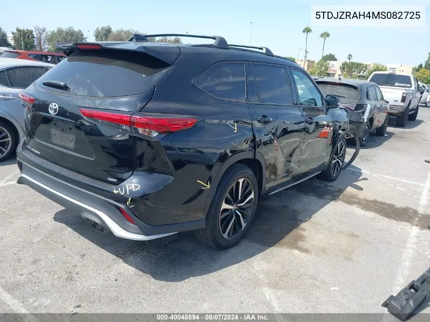 2021 Toyota Highlander Xse VIN: 5TDJZRAH4MS082725 Lot: 40048894