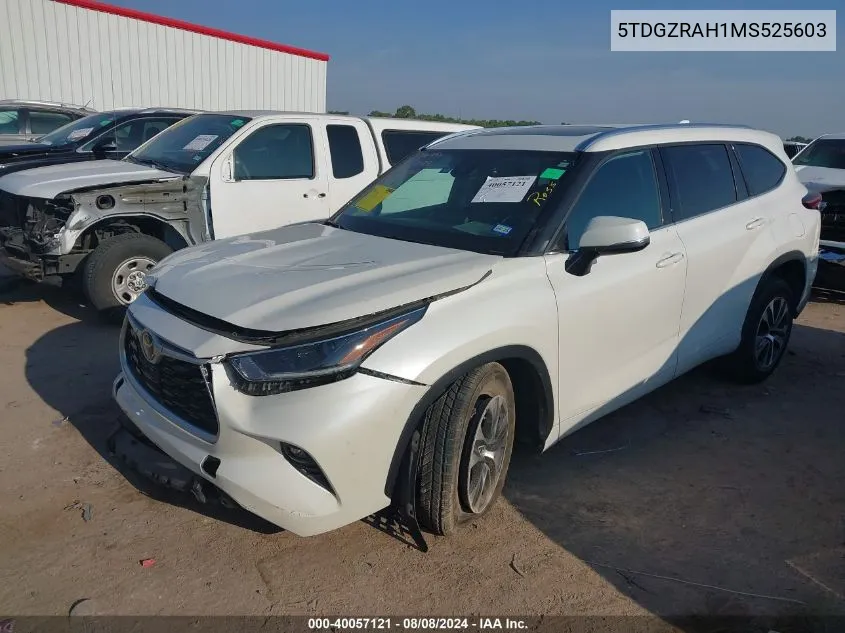 2021 Toyota Highlander Xle VIN: 5TDGZRAH1MS525603 Lot: 40057121