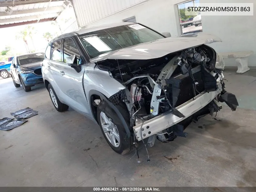 2021 Toyota Highlander Le VIN: 5TDZZRAH0MS051863 Lot: 40062421