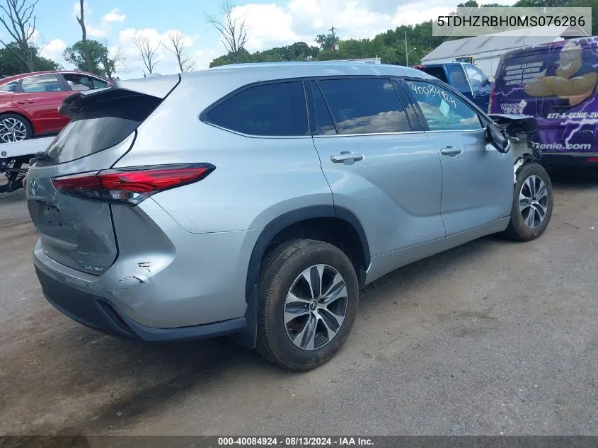 5TDHZRBH0MS076286 2021 Toyota Highlander Xle