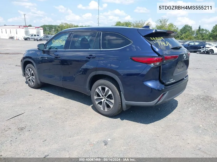 2021 Toyota Highlander Xle VIN: 5TDGZRBH4MS555211 Lot: 40097469