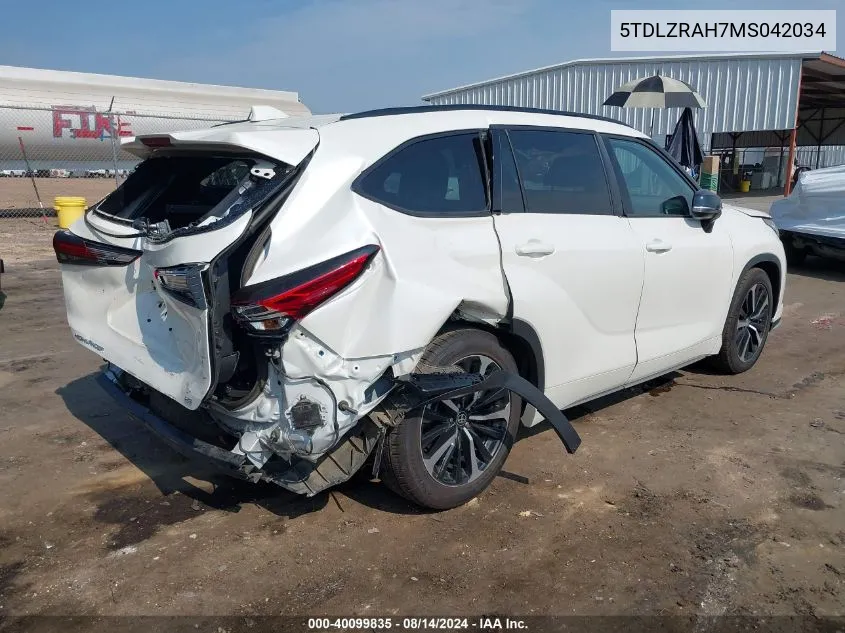 5TDLZRAH7MS042034 2021 Toyota Highlander Xse