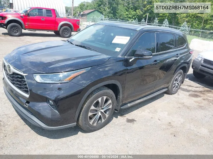 2021 Toyota Highlander Xle VIN: 5TDGZRBH7MS068164 Lot: 40106600