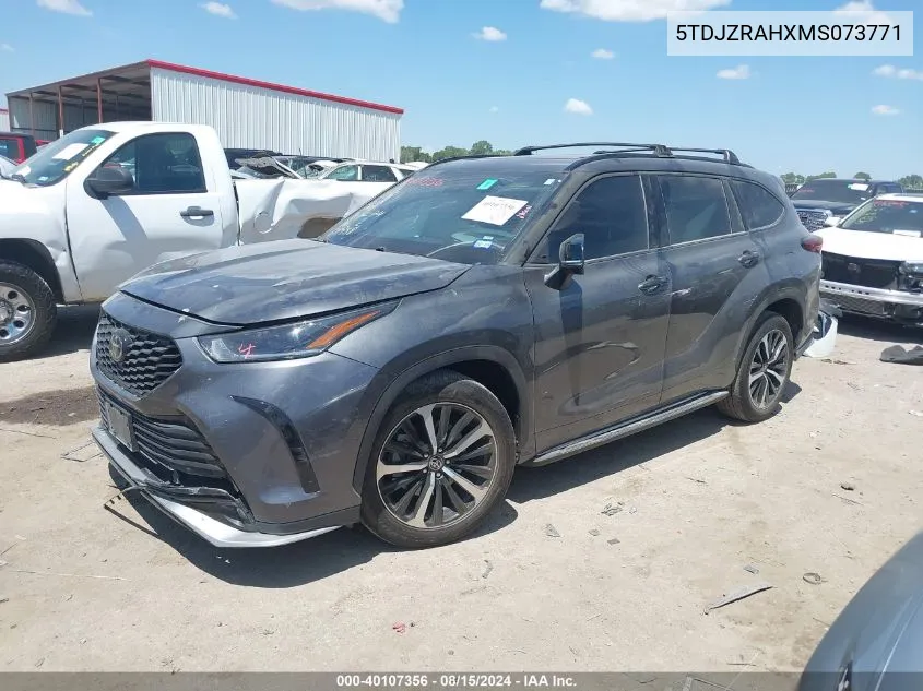 2021 Toyota Highlander Xse VIN: 5TDJZRAHXMS073771 Lot: 40107356