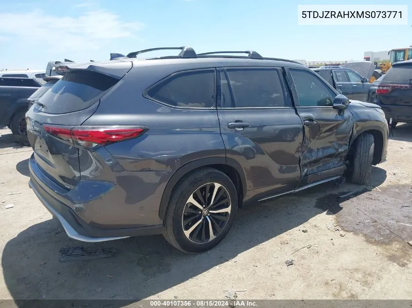 2021 Toyota Highlander Xse VIN: 5TDJZRAHXMS073771 Lot: 40107356